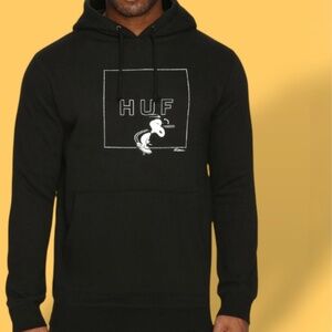 Rare 2016 HUF x SNOOPY Skateboarding Black Hoodie Limited Edition - Size XL